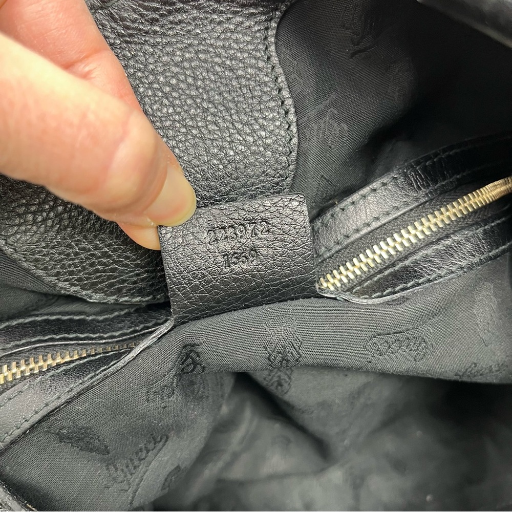 Vintage Gucci Charlotte GG Logo Monogram Shoulder Hobo Bag Tote Black Leather - Picture 11 of 14